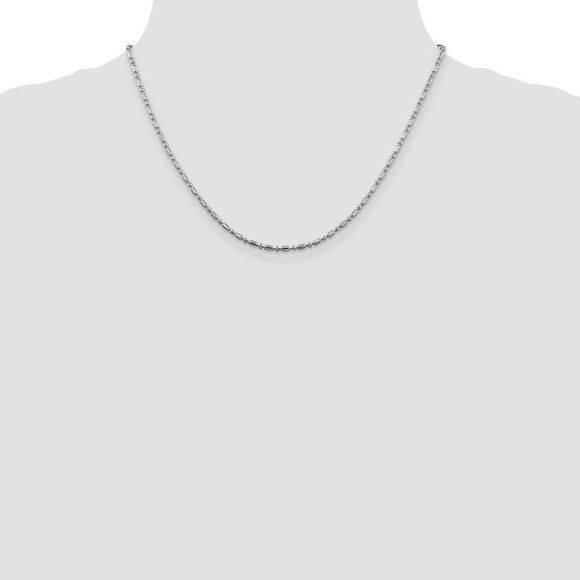 2mm Sterling Silver Fancy Beaded Chain Necklace, 18 Inch - Picture 2 of 8